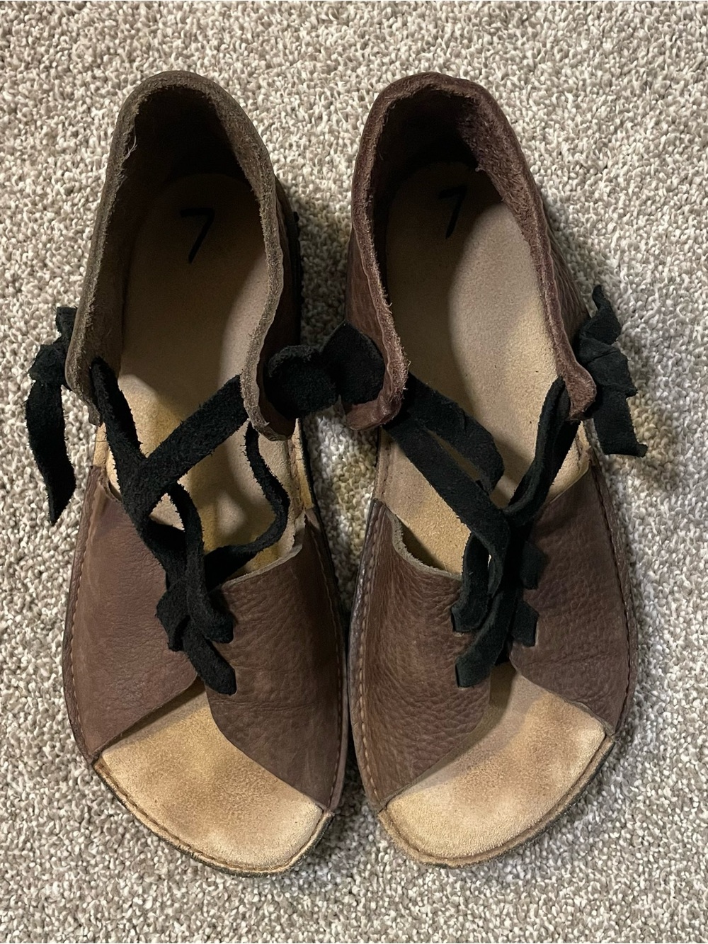 Unique Handmade Boho Leather Lace-Up Sandals – Size 7